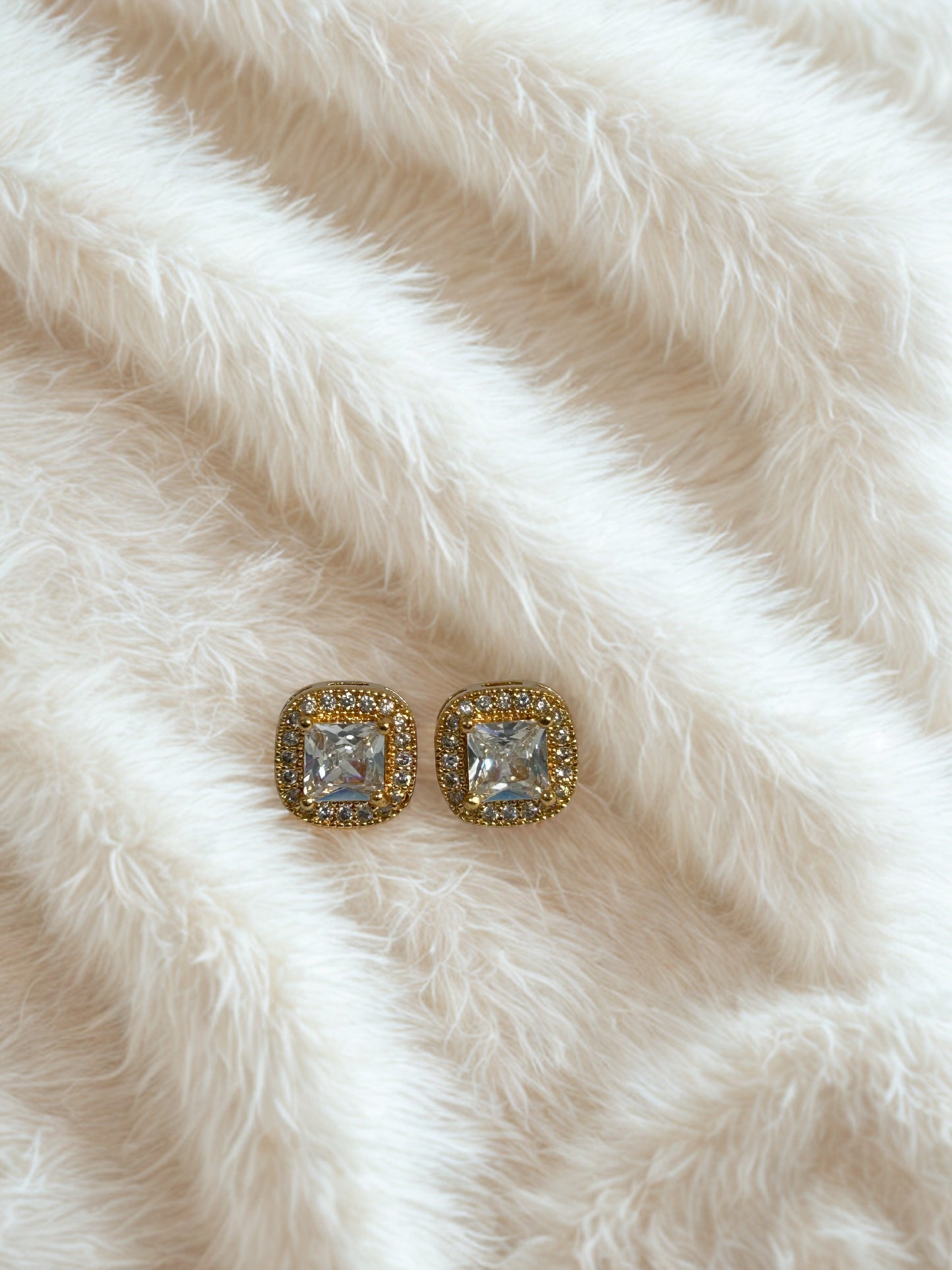 Elegant Square Stud Earrings with Gold Finish