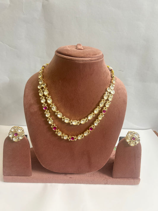 Kundan and Ruby Double-Layered Necklace Set