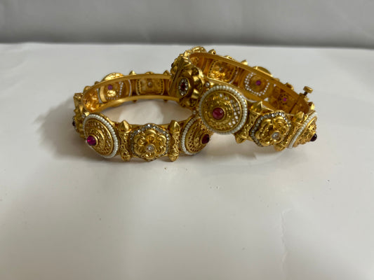 Traditional Gold-Tone Stone Studded Bangles